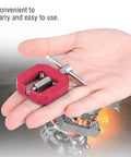 Mini Gear Puller For RC Cars Red Aluminum Pinion Bearing Removal Tool shown on a hand, compact all-metal design.