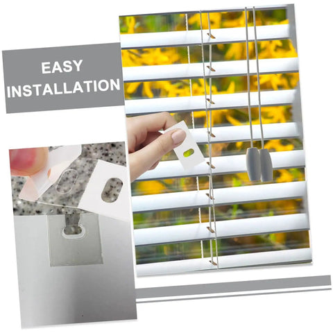 Image showing the installation of 50 Pack Vertical Blind Repair Tabs Kit Quick And Easy Fix For Vertical Blinds With Strong Adhesive Tabs