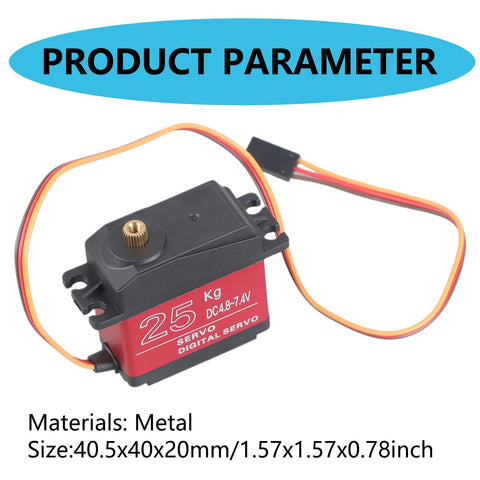 Heavy Duty Digital Servo With Solid Metal Gears Pushing A Sick 25kg Of Pure Torque To Crush Any Off Road Track On Rc Cars Boats And Robot Kits Built Tough For Splash Out And Muddy Trails So You Rip Every Time, showing 25kg size and details.
