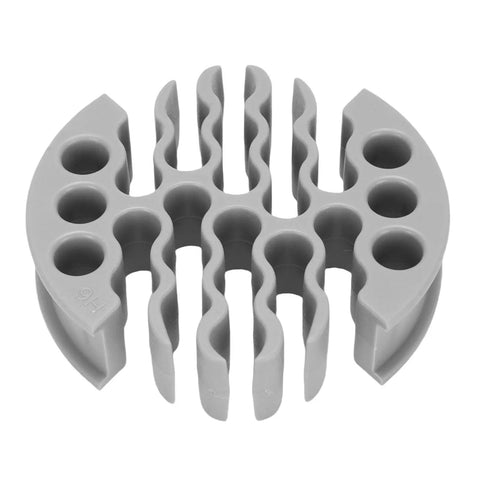 Straight Shooting Wire Comb For 30 Network Cables with slick slip-through design, gray heavy-duty plastic for server rack organization.
