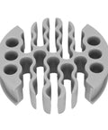 Straight Shooting Wire Comb For 30 Network Cables with a sleek gray design, featuring 7.6mm holes for organized cable management.