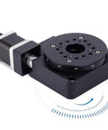 Precision Electric Rotating Platform For Optical Alignment, Pro Grade Motorized 100mm Rotation Stage With Worm Drive shown in black