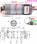 Super Sleek DC Geared Motor With Hall Encoder Runs On 12v Or 24v Power featuring dimensions and detailed design specifications.