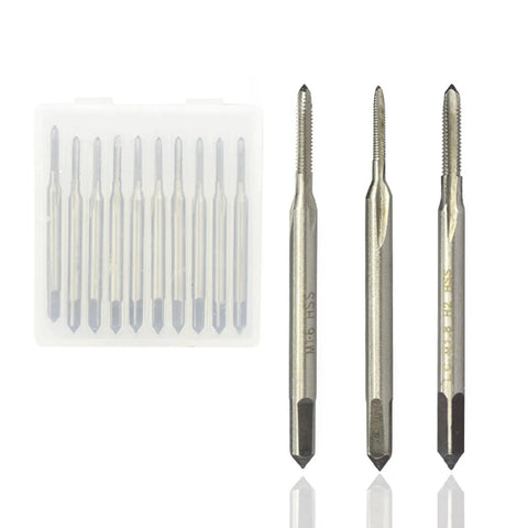 Machine Taps Set For DIYers And Pros, High Precision Threading Tools For Consistent Cuts In Metal, Versatile Workshop Tap Kit For Machining, Repair, And Fabrication Projects. 10-piece HSS straight flute tap set in plastic case
