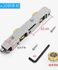 Slick Stainless Steel Sliding Door Rollers And Window Pulleys For Shower Doors Glass Panels Aluminum Tracks, size 15x20, includes screws.
