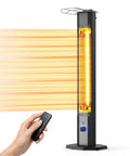 Infrared 1500W Outdoor Patio Heater Tower 42 Inch Tall with 9 heat settings, IPX5 waterproof, remote control.