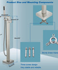 Diagram of Freestanding Bathtub Faucet Floor Mount Tub Filler Brushed Nickel Brass Mixer Tap Waterfall Spout With Hand Shower
