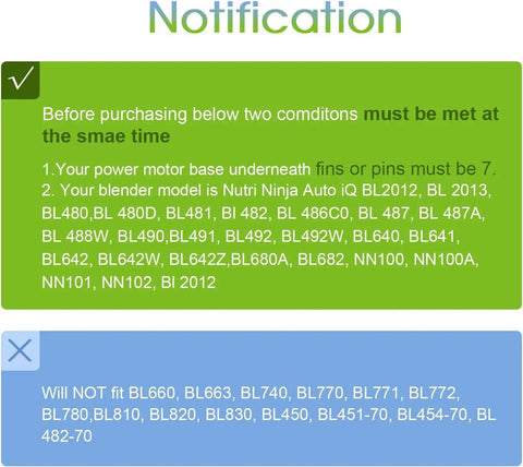 Notification for Pack Of 2 Extractor Blade Assembly With 7 Fins And Rubber Gasket Replacement Parts, compatible blenders list.