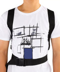 Person wearing the Adjustable Single Scuba Tank Holder And Support Backpack with Tank Bracket for underwater diving anti-skid grip design.