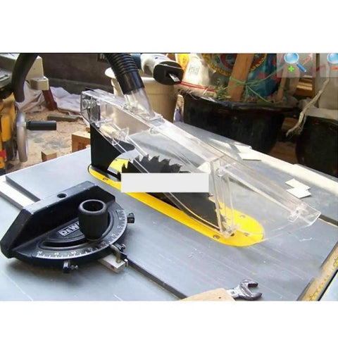 Clear Protective Table Saw Dust Cover With Dispensing Knife Universal Fit For 7 To 12 Inch Table Saws in workshop setting