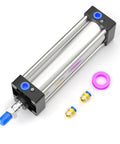 Pneumatic Air Cylinder 32mm Bore 150mm Stroke Double Acting With Screwed Piston Rod Single Rod Aluminum Body PT One Eighth Port 145 PSI Max Adjustable Buffer