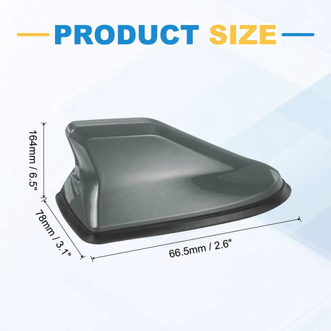 Dope Carbon Fiber Shark Fin Antenna Cover For Cars, SUVs, Trucks And RVs, gray roof cap with size dimensions, weatherproof