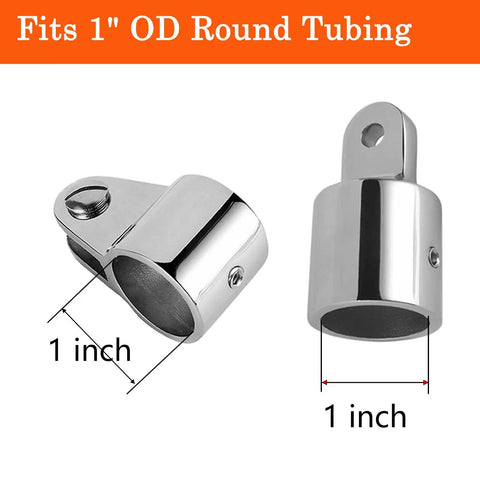 12 Piece Bimini Top Hardware Kit With Eye End Caps, Jaw Slides And Deck Hinges, stainless steel fittings for 1 inch canopies