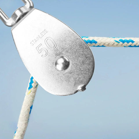 Heavy Duty 304 Stainless Steel M50 Snatch Block Pulleys Three Eighths Inch Lifting Pulley With Swivel Hook Four Pack For Industrial Outdoor Use And Home Projects Smooth Rotating Towing Wheel, 50 mm steel pulley with rope