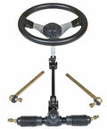 Steering Wheel and Rack Pinion Kit for 110cc Go Karts ATVs Buggy Quads, 300mm wheel, 320mm shaft, 36mm center gear rack shown