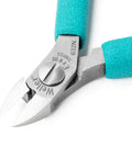 Close-up of Four And A Quarter Inch Magic Diagonal Small Head Cutter With Full Flush Cut For Micro Precision Blue And Silver Finish Swiss Made