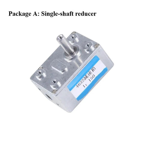 Heavy Duty Right Angle Worm Gear Reducer Delivering Hella Torque And Rock Solid Metal Gears For 6Mm D Shaft DC Geared Motor Kits showing a silver single-shaft reducer.