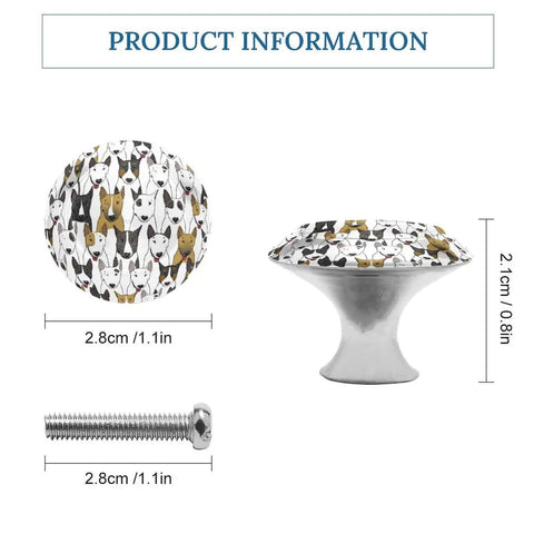Funny Dog Bull Terrier Cabinet Knobs 2 Pack Dope Round Drawer Pulls Stainless Steel Kitchen Cabinet Hardware dimensions