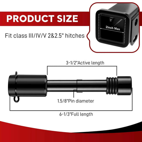 Tough As Nails Locking Trailer Hitch Pin For Two Inch And Two Point Five Inch Receivers With Five Eighth Inch Pin Diameter diagram