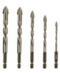 WOYUOSN 5-piece set of high-strength eccentric twist drill bits with carbide tips for masonry and wood, 5/32–1/2 in