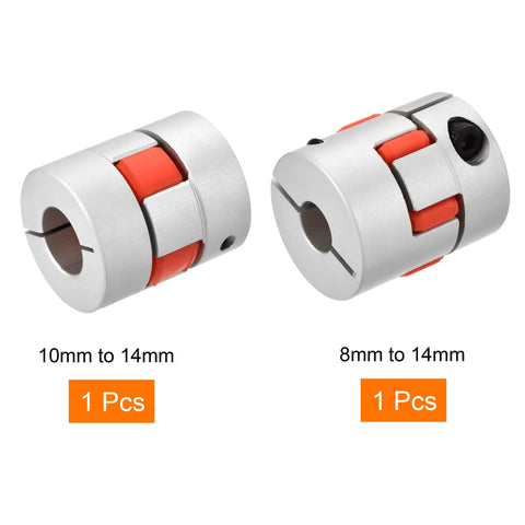 Plum Shaped Flexible Shaft Coupling 8mm To 14mm Or 10mm To 14mm Bore Aluminum Alloy Body With Polyurethane Sleeve for Servo Motors