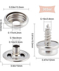Badass Marine Grade Stainless Steel Snap Button And Rivet Fastener Kit For Boat Canvas Upholstery 30 set 3/8 inch screws and 13.5mm buttons