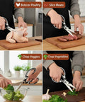 All Purpose Heavy Duty Stainless Steel Scissors 3 Pack Multipurpose Cooking Shears For Meat Fish Poultry Veggies Food Prep Ergonomic Non Slip Handle Dishwasher Safe Black, slicing poultry and vegetables
