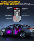 Car with RGB LED Car Interior Ambient Light Strips With Bluetooth And USB, Wireless Remote And App Control visible