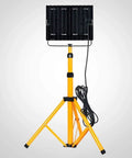 JUDYSSY Spot Lighting Outdoor Led Floodlight with Tripod Stand, 100W, black and yellow adjustable tripod with power cable.