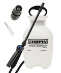 One Gallon Bleach Sprayer For Lawn And Garden Yard Work With Bleach Resistant Poly Tank Funnel Top Anti Clog Filter Adjustable Cone Nozzle 40 Inch Hose Ideal For Cleaning Mold And Disinfecting Outdoor Surfaces, with accessories shown.