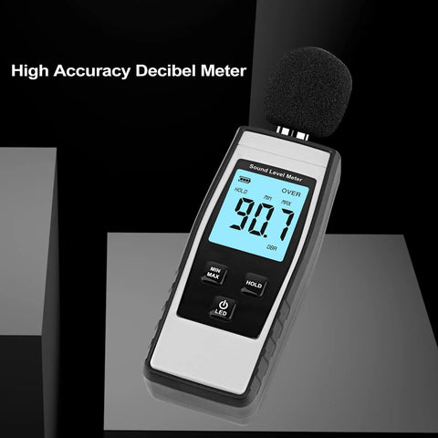 Portable Decibel Meter With 30 To 130 dB Range, Easy To Read SPL Meter For Home Studio, Office Or On The Go, Digital Noise Meter With Battery Included, Real Time Sound Monitoring For Noise Control And Compliance, handheld with LCD