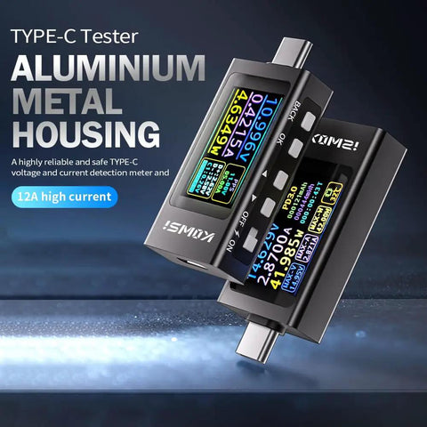 USB C Power Meter Tester with LCD Display, Type-C voltage and current meter, aluminium housing, for PD 3.1 testing