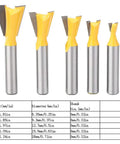 Pro Grind Five Piece Dovetail Router Bit Set Delivers Slick Cuts For Cabinets Door Frames And Ceiling Lines Heavy Duty Woodworking End Milling Cutter, 5 router bits with yellow tips and steel shafts