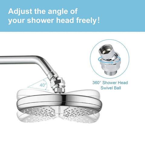 All Metal Shower Head Swivel Ball Adapter With Adjustable Arm Extension Connector, Universal Showering Component In Chrome, Solid Brass Build, Super Easy Install, 40 Degree Angle Range For A More Powerful, Customizable Shower on chrome shower arm