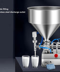 Top Notch Dead Simple Semi Automatic Paste Filling Machine With 30 Liter Hopper, Stainless Steel Piston Pneumatic Liquid Dispenser filling glasses.