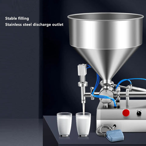 Top Notch Dead Simple Semi Automatic Paste Filling Machine With 30 Liter Hopper, Stainless Steel Piston Pneumatic Liquid Dispenser filling glasses.
