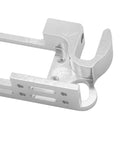 Close-up of hard aluminum FPV throw servo switch for RC drones and helicopters with 25T arm detailing metal structure.