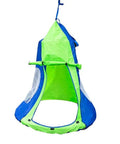 Waterproof Hanging Swing Tent Cover For 40 Inch Round Saucer Disc Nest Hammock Chair with blue and green colors, outdoor-use design.