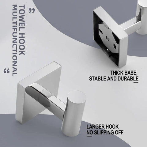 Tough As Nails Chrome Stainless Steel Robe Hooks Set 3 Pack Wall Mounted Towel Coat Hangers For Bathroom And Kitchen Rustproof