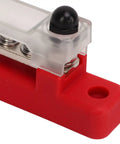 Close-up of Six Terminal Bus Bar Power Distribution Block High Current 150A DC 48V Marine Grade Plated Brass With Cover