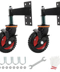 6 Inch Gate Wheels With Brake, 360 Degree Swivel, Spring Loaded Gate Rollers for Metal and Wood Gates, 500 lbs, 2 Pack