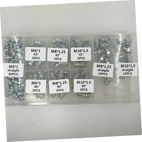 Beefed Up Hydraulic Grease Fitting Kit With 260 Pcs Metric And Imperial Nozzles Durable Industrial Grade Components Storage