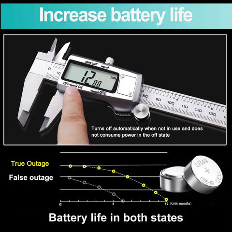 Digital Caliper With Large LCD Screen For Precise Measurements, Stainless Steel Vernier Micrometer Caliper, Auto Power Off mode display