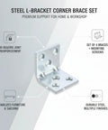 Heavy Duty 90 Degree L Bracket Set For Furniture Assembly And Shelf Support With Pre Drilled Holes And Screws Included Four Pack