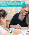 Woman and child using Set of 2 Mosaic Kits for Adults, Diy Stained Glass Craft for Beginners, creative activity at table.
