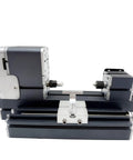 EssSthmy All-Metal Mini Wood Lathe 60W 12,000 RPM with motor and sliding mechanism for precision wood and metal turning.