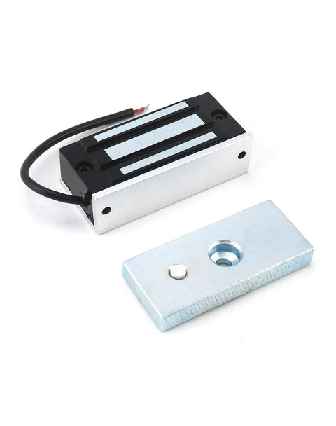 Tough As Nails Electric Magnetic Lock Two Pack; silver finish lock with mounting plate, ideal for secure access control.