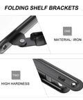 Close-up of Heavy Duty Folding Black Iron Wall Brackets showing iron material and high hardness features