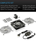 Complete kit of 120mm Muffin Fan With Speed Controller For Doorways And Room To Room Air Circulation UL Certified Quiet Performance