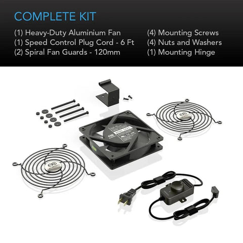 Complete kit of 120mm Muffin Fan With Speed Controller For Doorways And Room To Room Air Circulation UL Certified Quiet Performance
